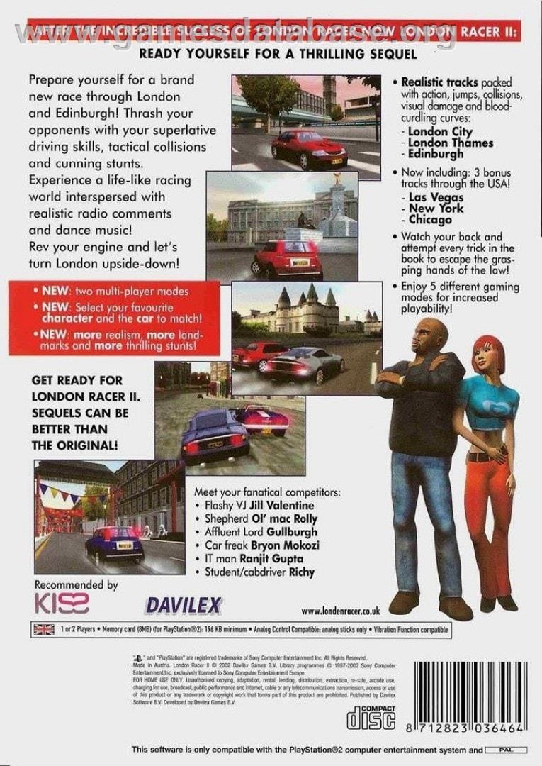 London Racer 2 - Sony Playstation 2 - Artwork - Box Back
