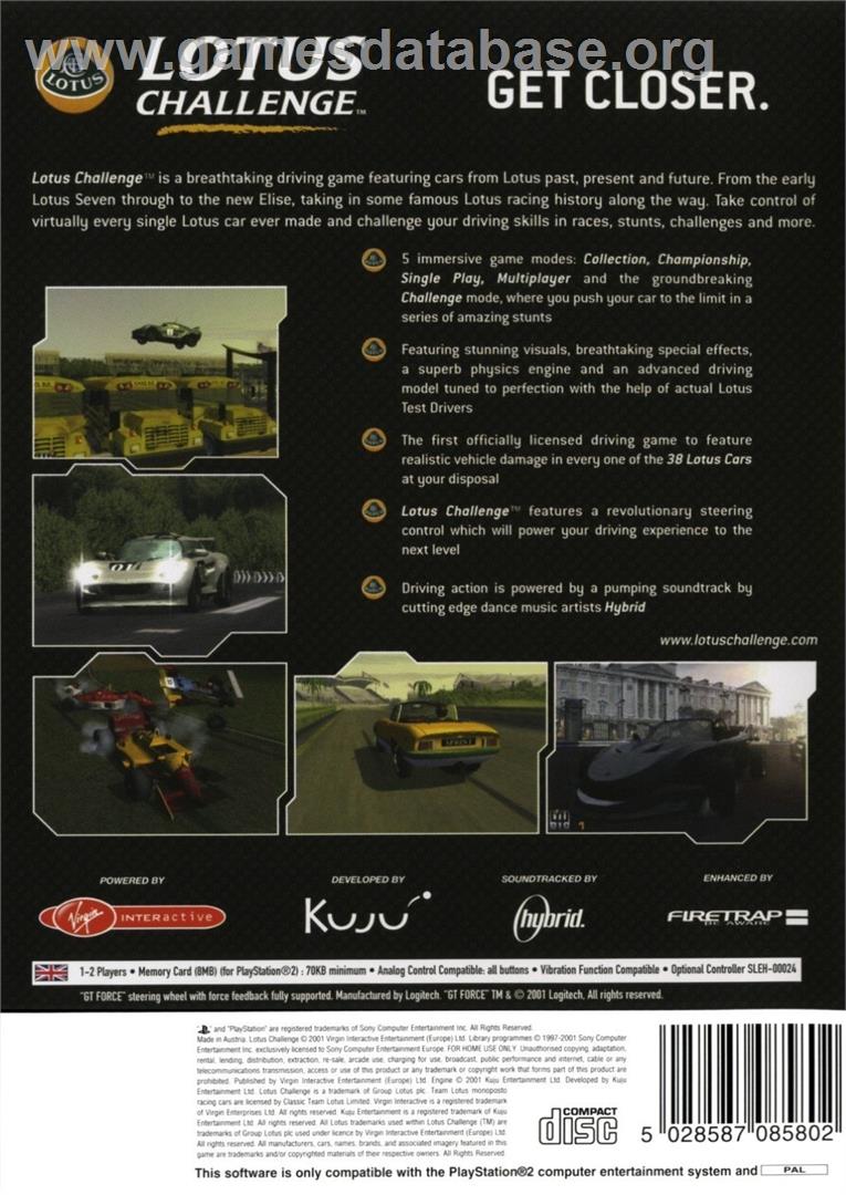 Lotus Challenge - Sony Playstation 2 - Artwork - Box Back