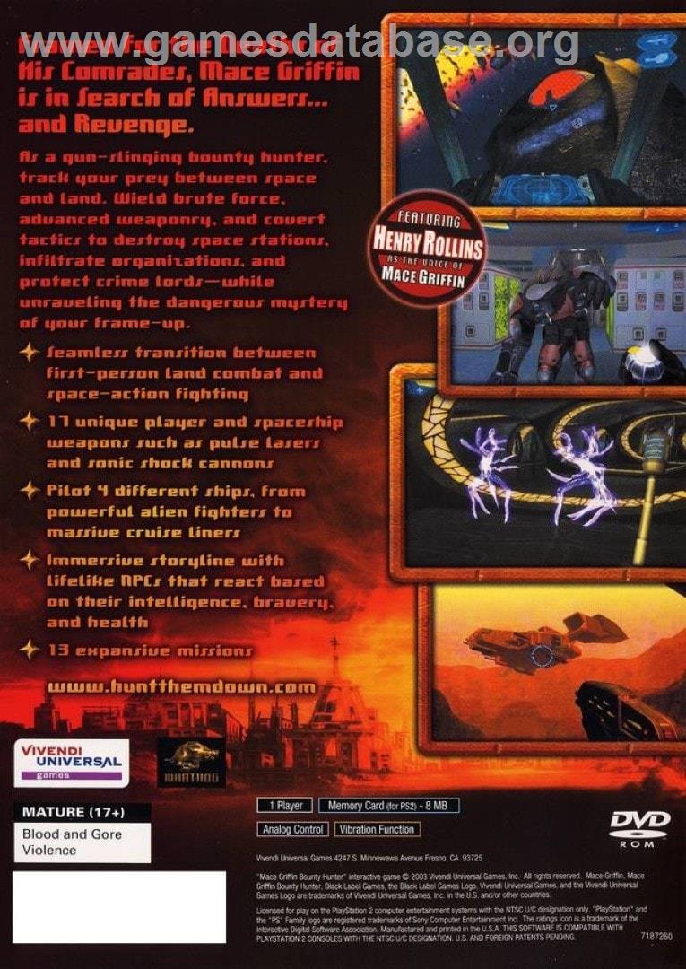Mace Griffin - Bounty Hunter - Sony Playstation 2 - Artwork - Box Back