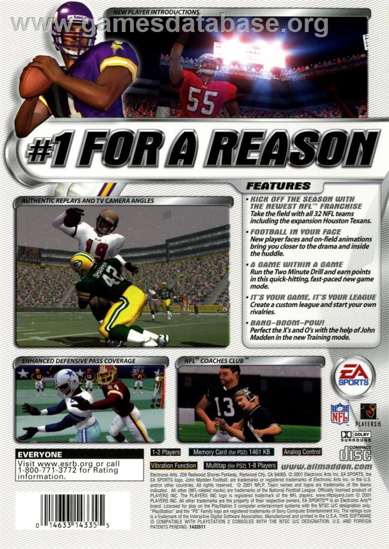 Madden Nfl 2002 - Sony Playstation 2 - Artwork - Box Back