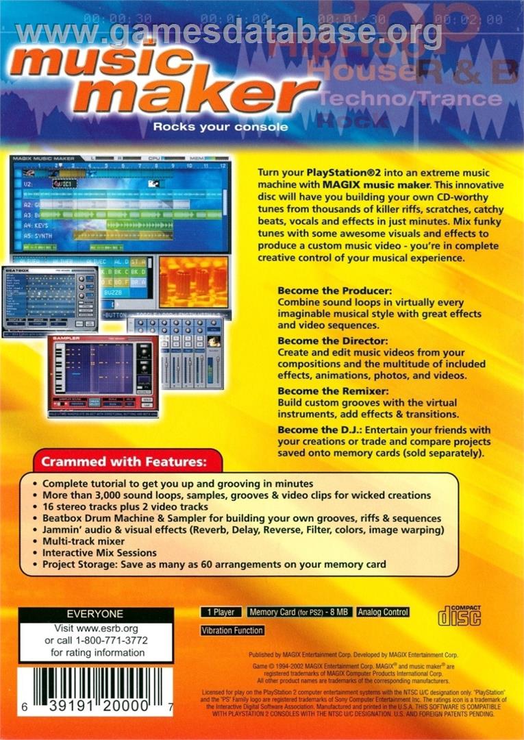 Magix Music Maker - Sony Playstation 2 - Artwork - Box Back