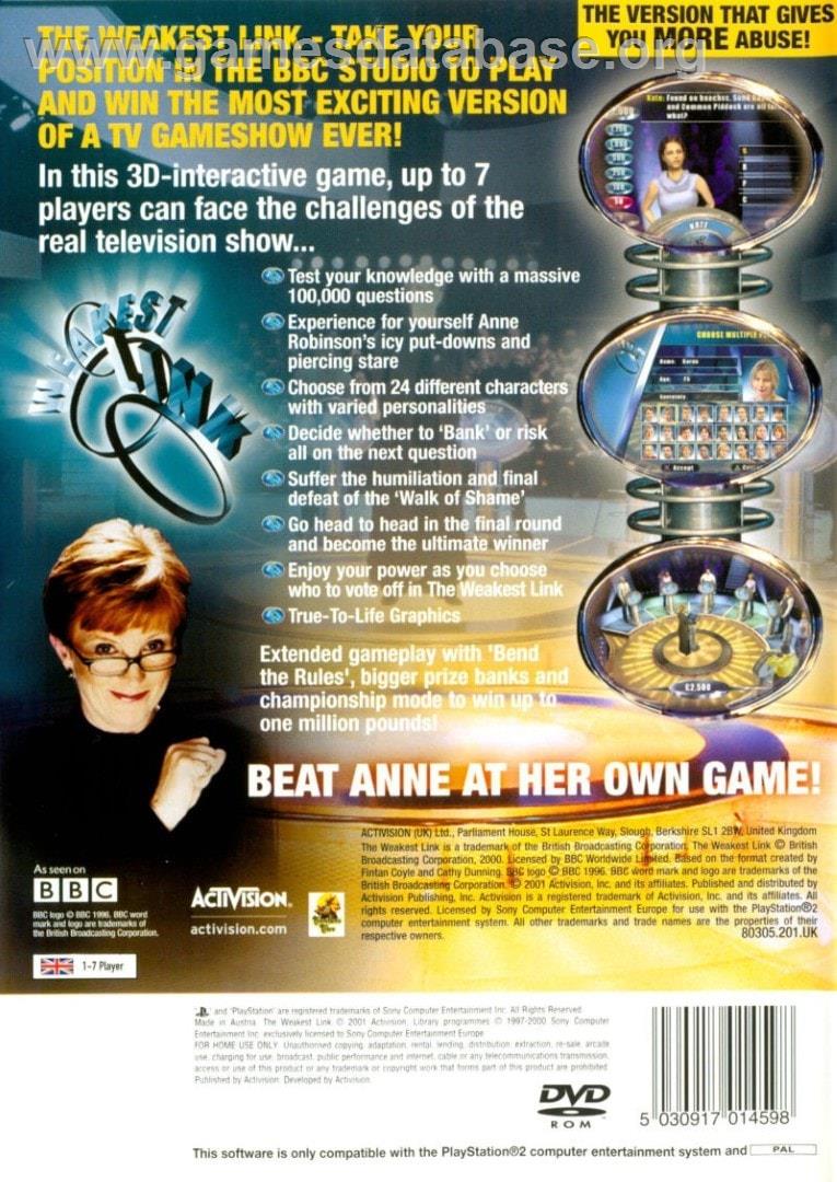 Maillon Faible, Le - Sony Playstation 2 - Artwork - Box Back