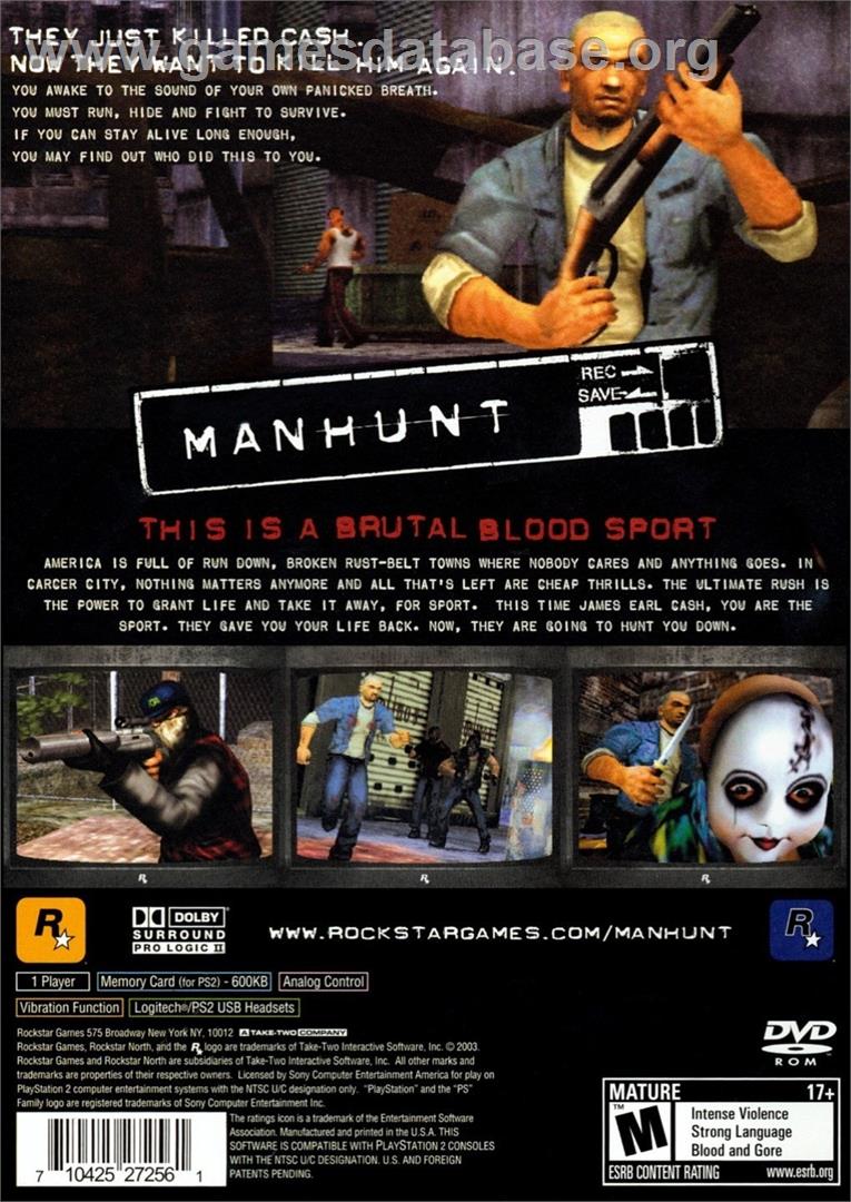 Manhunt - Sony Playstation 2 - Artwork - Box Back