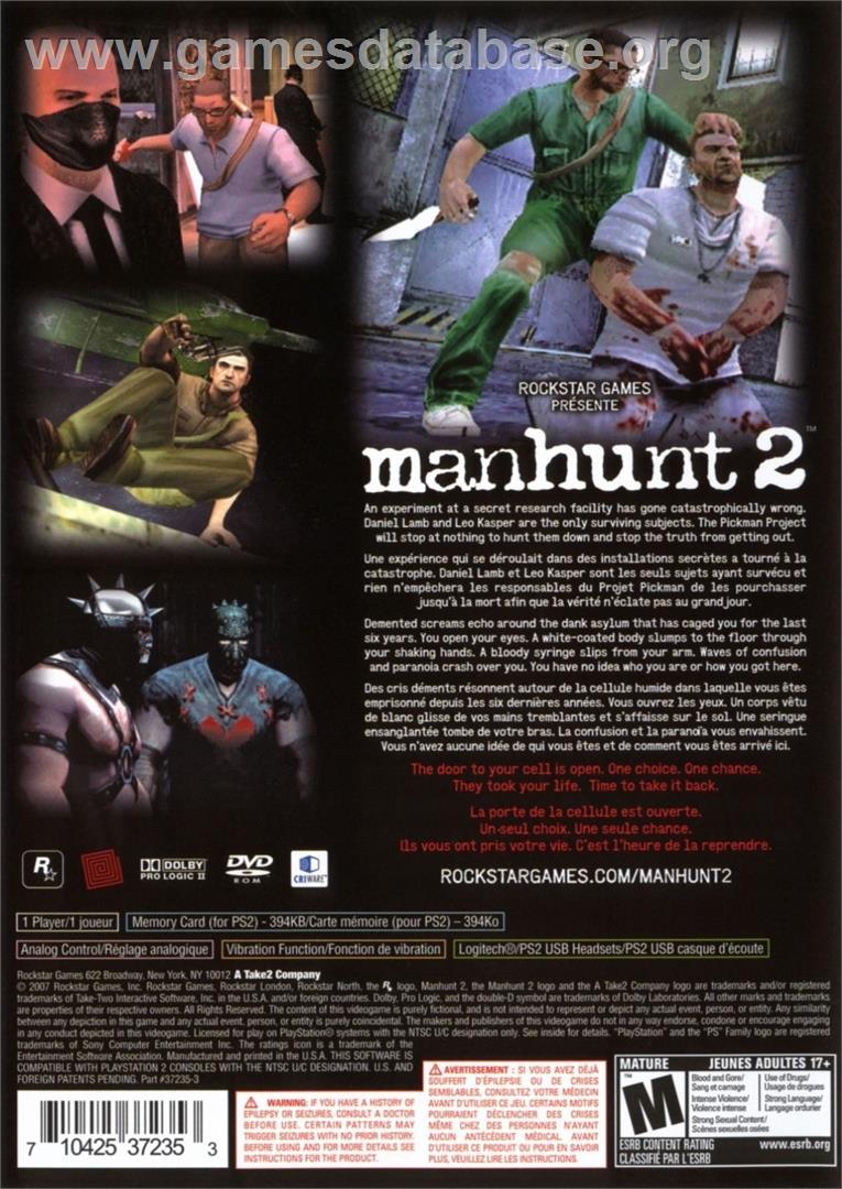 Manhunt 2 - Sony Playstation 2 - Artwork - Box Back