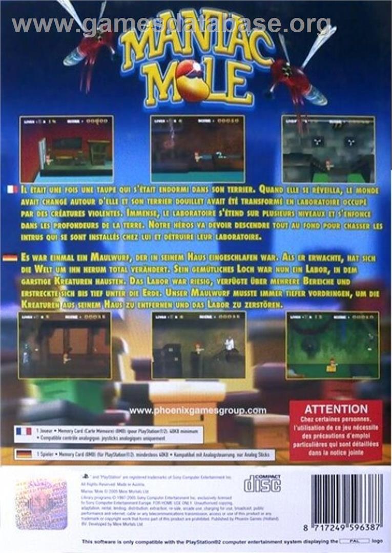 Maniac Mole - Sony Playstation 2 - Artwork - Box Back