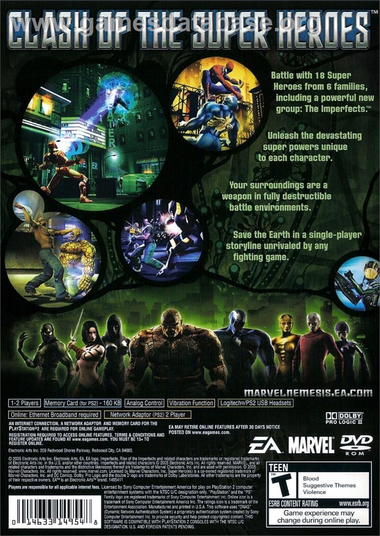Marvel Nemesis - Rise of the Imperfects - Sony Playstation 2 - Artwork - Box Back