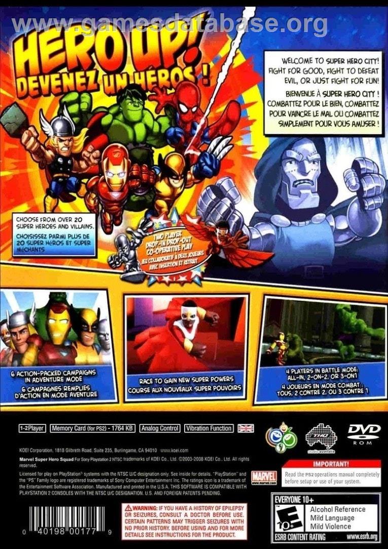 Marvel Super Hero Squad - Sony Playstation 2 - Artwork - Box Back