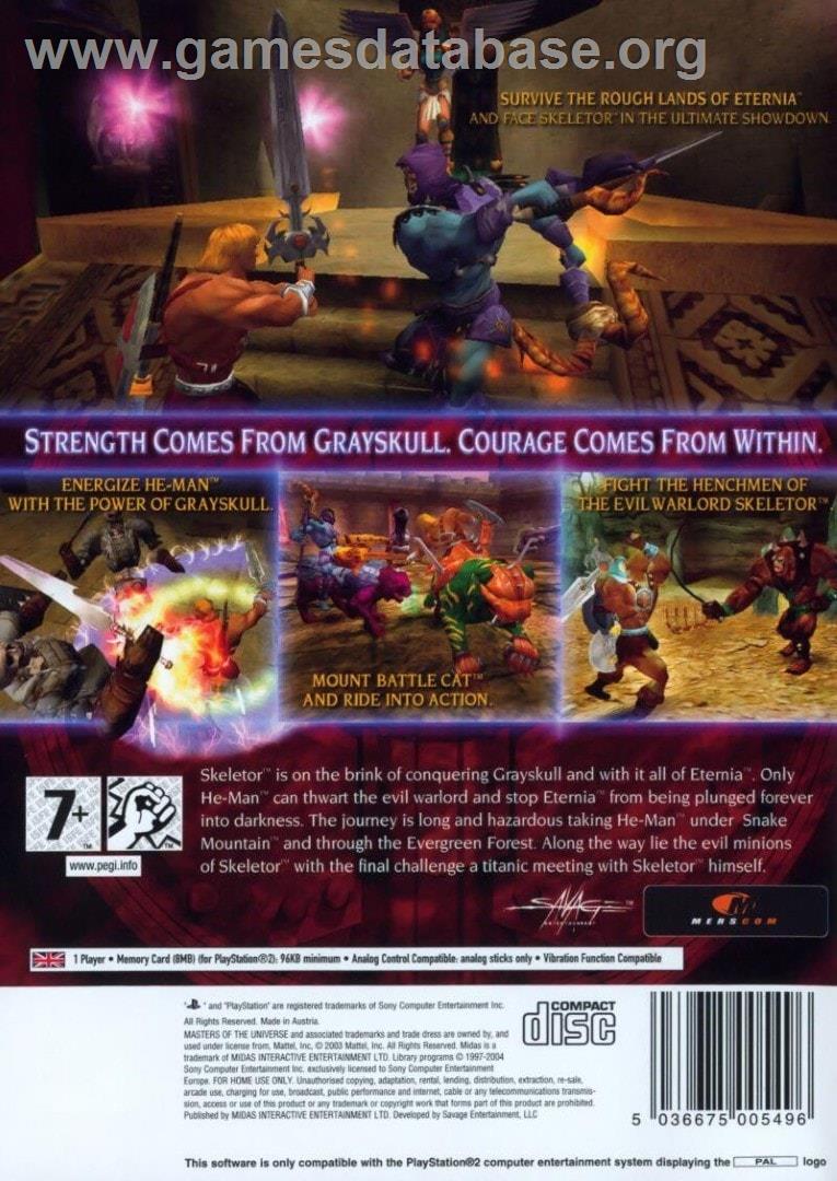 Masters Of The Universe - He-man - Defender Of Grayskull - Sony Playstation 2 - Artwork - Box Back
