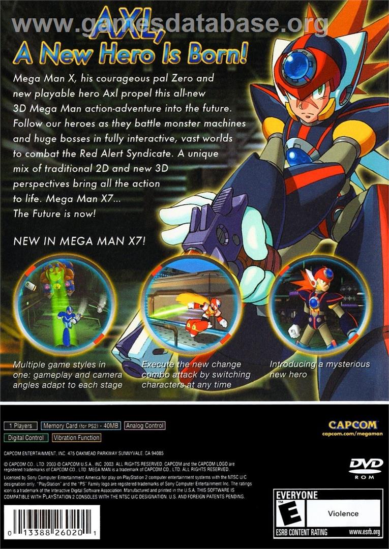 Mega Man X7 - Sony Playstation 2 - Artwork - Box Back