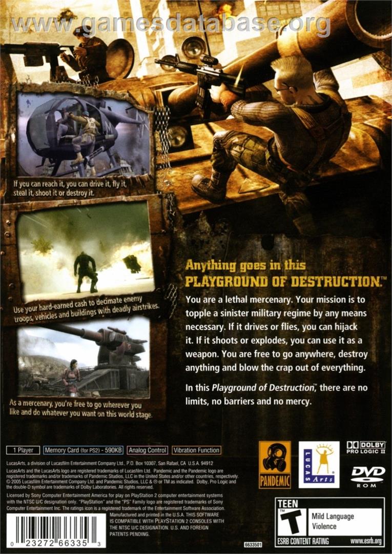 Mercenaries - Playground of Destruction - Sony Playstation 2 - Artwork - Box Back