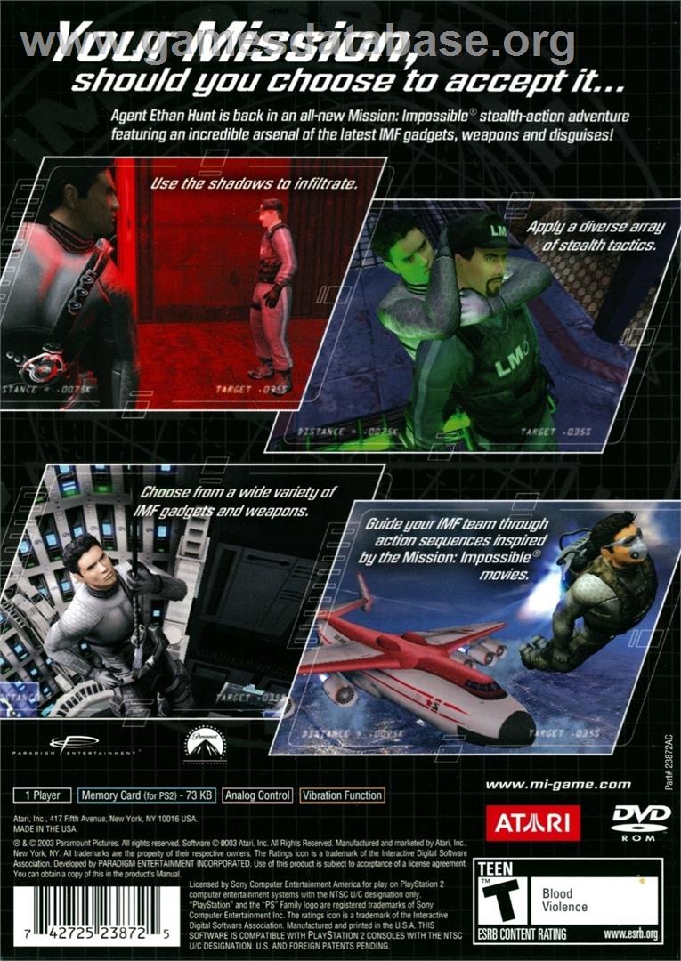Mission - Impossible - Operation Surma - Sony Playstation 2 - Artwork - Box Back