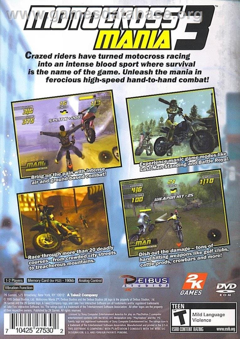 Motocross Mania 3 - Sony Playstation 2 - Artwork - Box Back