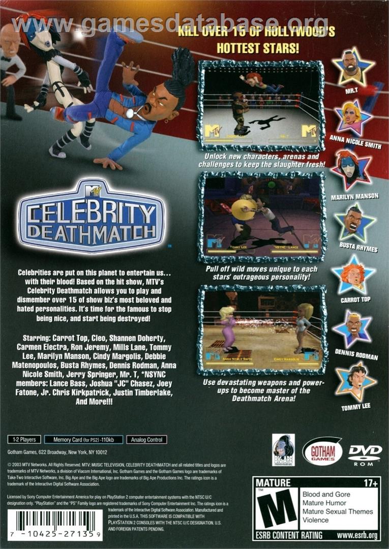 Mtv Celebrity Deathmatch - Sony Playstation 2 - Artwork - Box Back