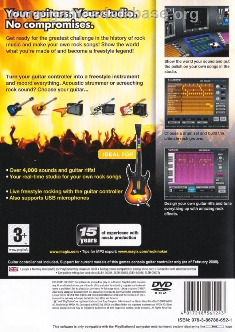 Music Maker - Rockstar - Sony Playstation 2 - Artwork - Box Back