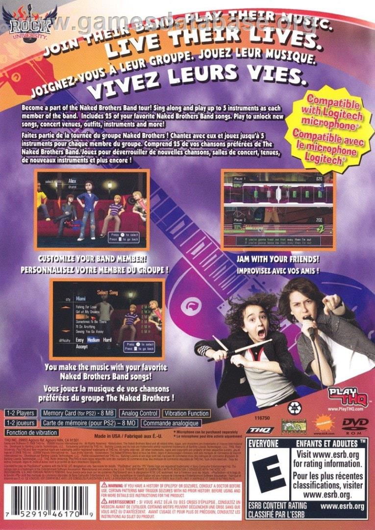Naked Brothers - The Videogame, The - Sony Playstation 2 - Artwork - Box Back
