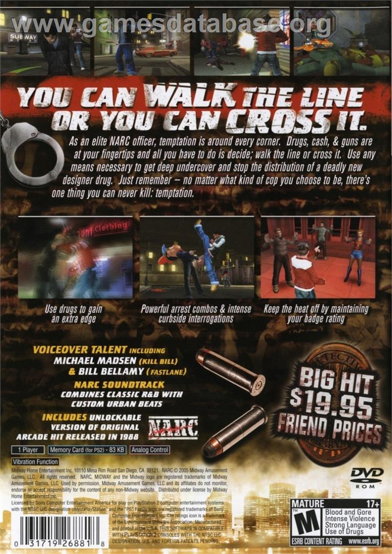 Narc - Sony Playstation 2 - Artwork - Box Back