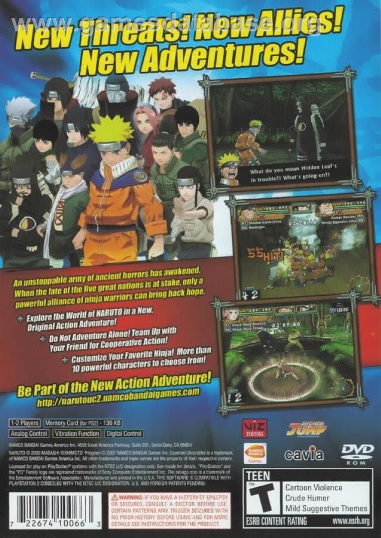 Naruto - Uzumaki Chronicles 2 - Sony Playstation 2 - Artwork - Box Back