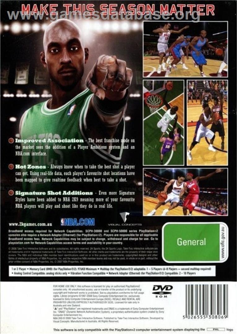 Nba 2k9 - Sony Playstation 2 - Artwork - Box Back