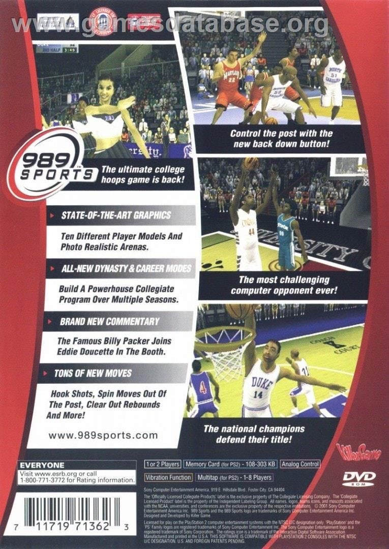Ncaa Final Four 2002 - Sony Playstation 2 - Artwork - Box Back
