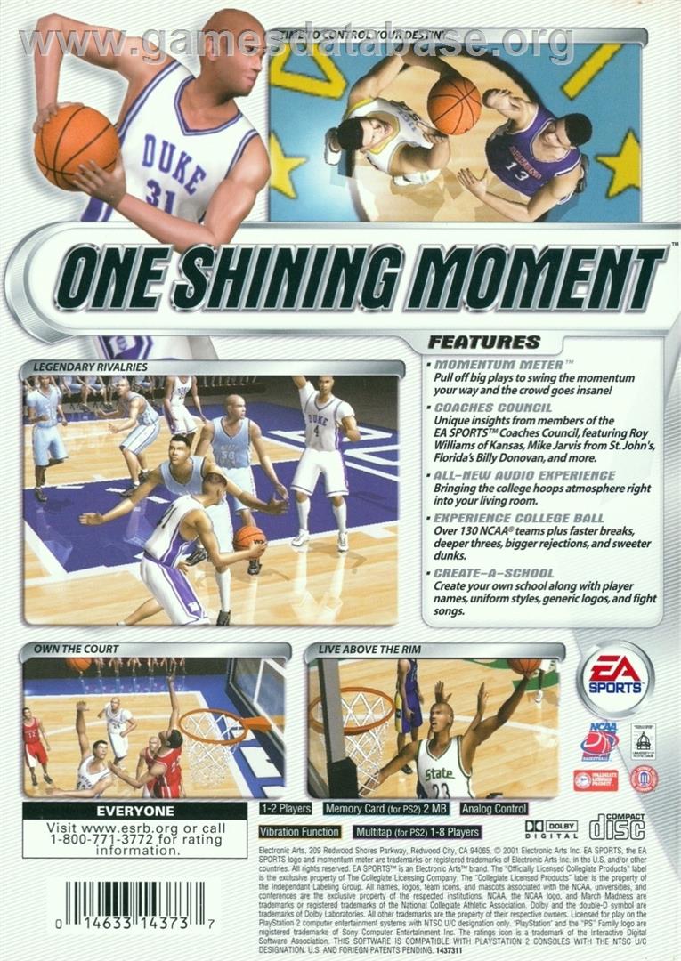 Ncaa March Madness 2002 - Sony Playstation 2 - Artwork - Box Back