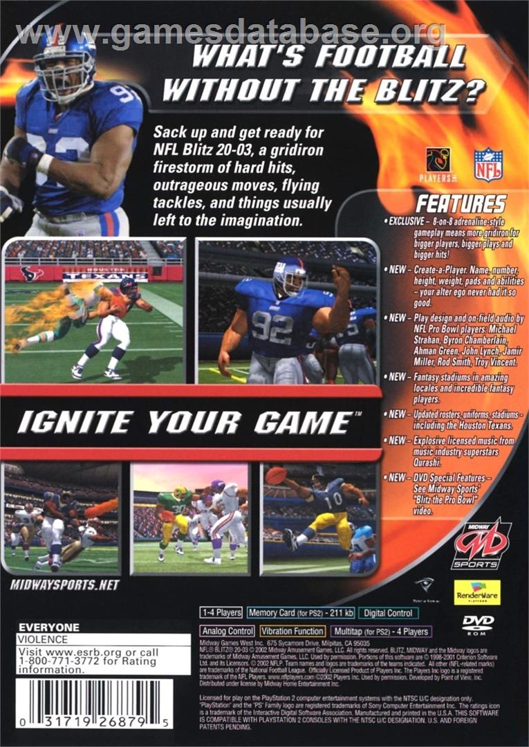 Nfl Blitz 2003 - Sony Playstation 2 - Artwork - Box Back