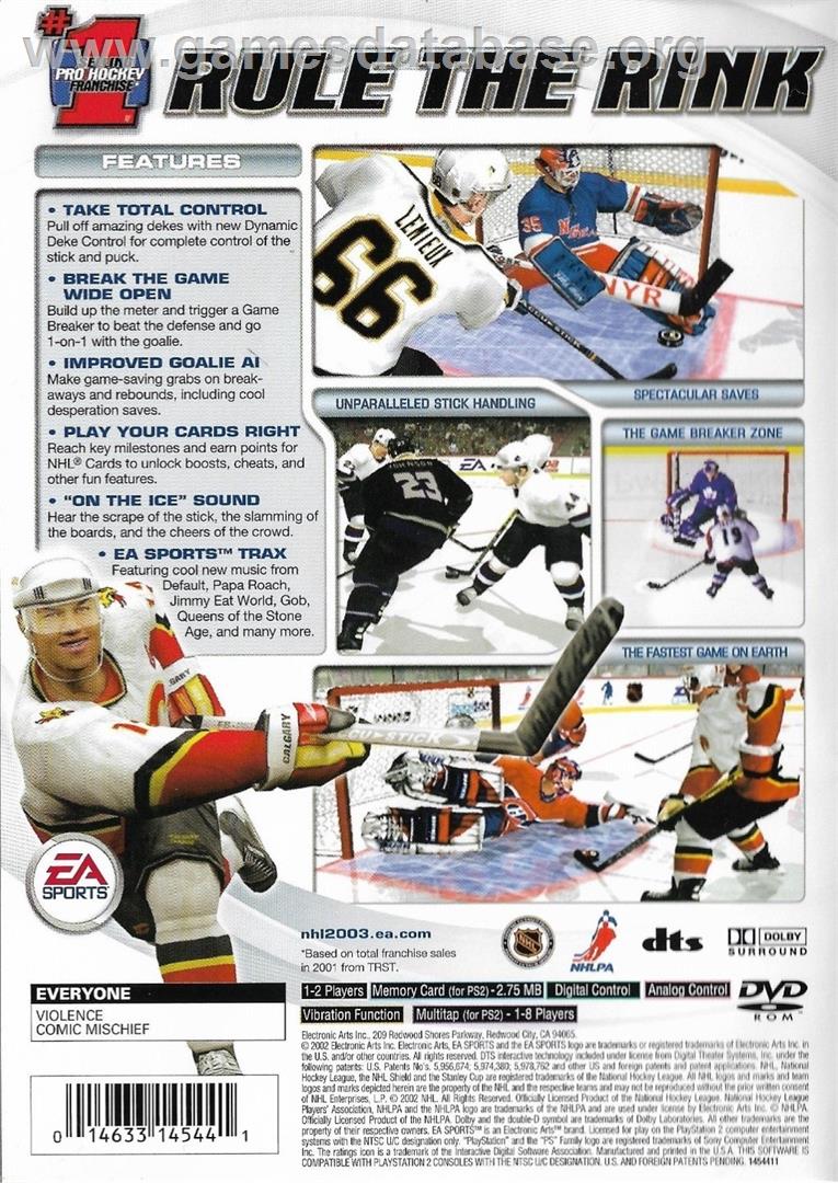 Nhl 2003 - Sony Playstation 2 - Artwork - Box Back