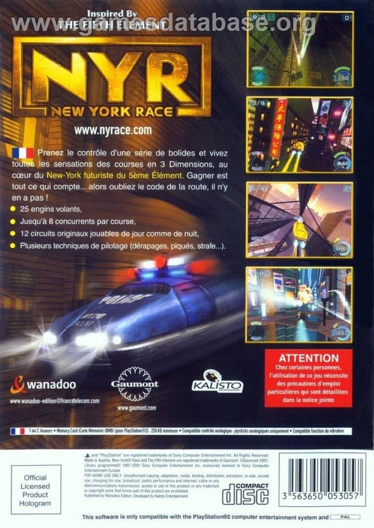 Nyr - New York Race - Sony Playstation 2 - Artwork - Box Back