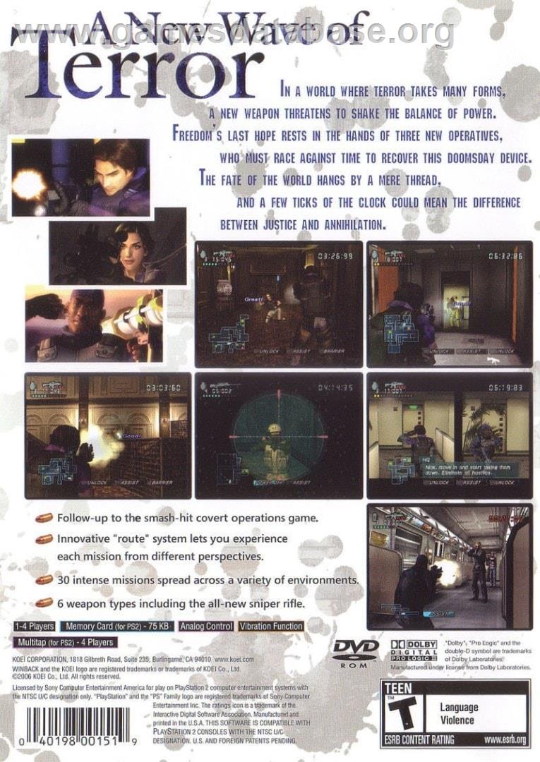 Operation Win Back 2 - Project Poseidon - Sony Playstation 2 - Artwork - Box Back