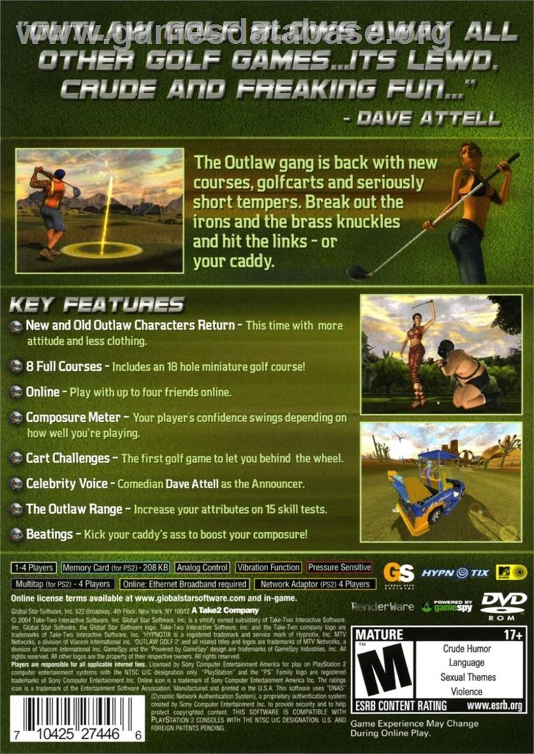 Outlaw Golf 2 - Sony Playstation 2 - Artwork - Box Back