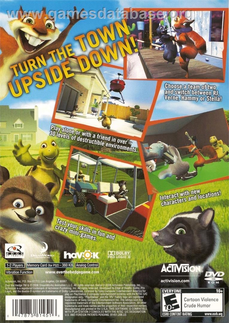 Over The Hedge - Sony Playstation 2 - Artwork - Box Back