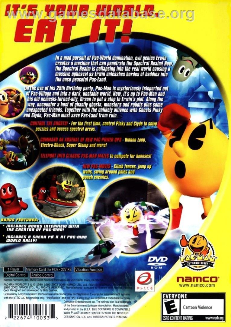 Pac-man World 3 - Sony Playstation 2 - Artwork - Box Back