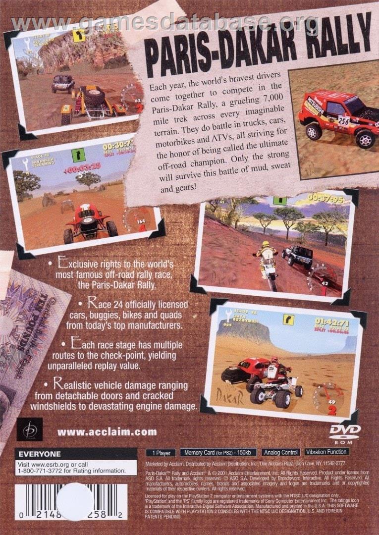 Paris-dakar Rally - Sony Playstation 2 - Artwork - Box Back