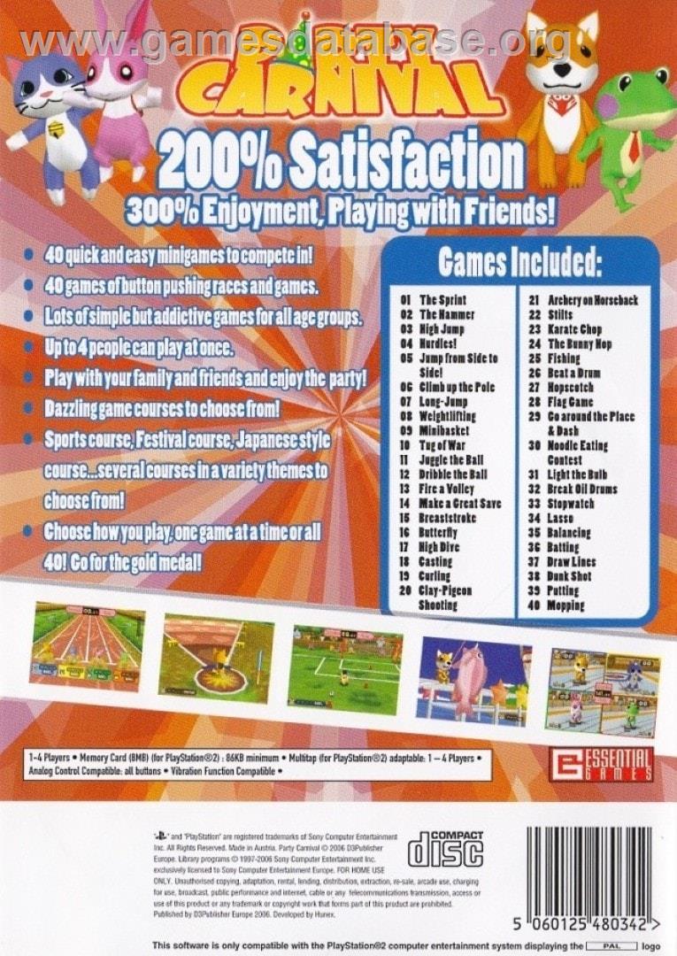 Party Carnival - Sony Playstation 2 - Artwork - Box Back