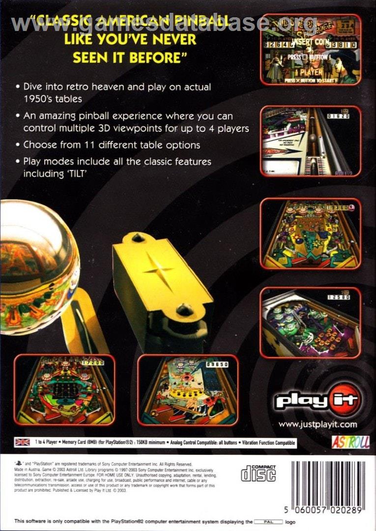 Pinball - Sony Playstation 2 - Artwork - Box Back