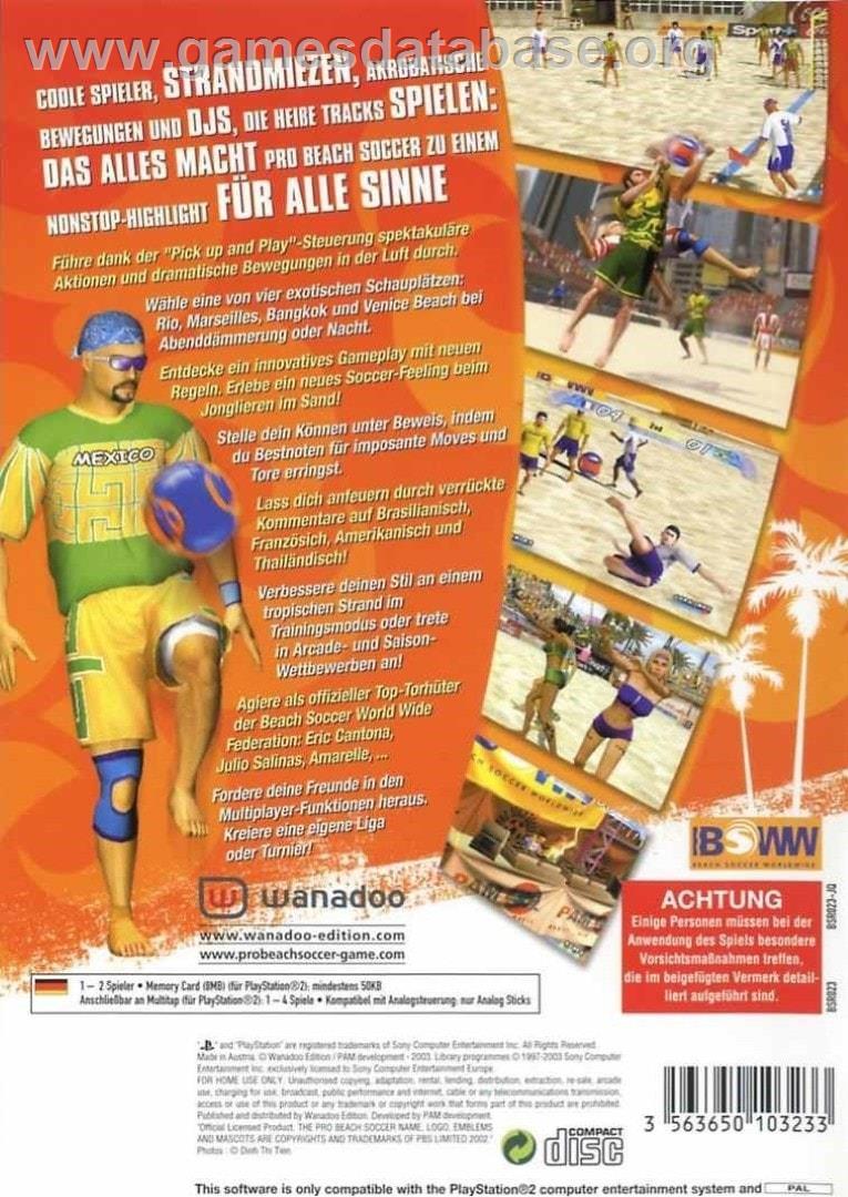 Pro Beach Soccer - Sony Playstation 2 - Artwork - Box Back