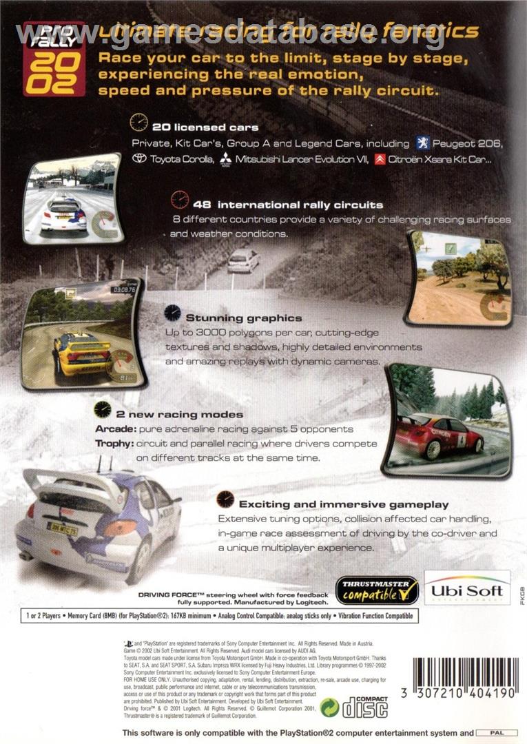 Pro Rally 2002 - Sony Playstation 2 - Artwork - Box Back