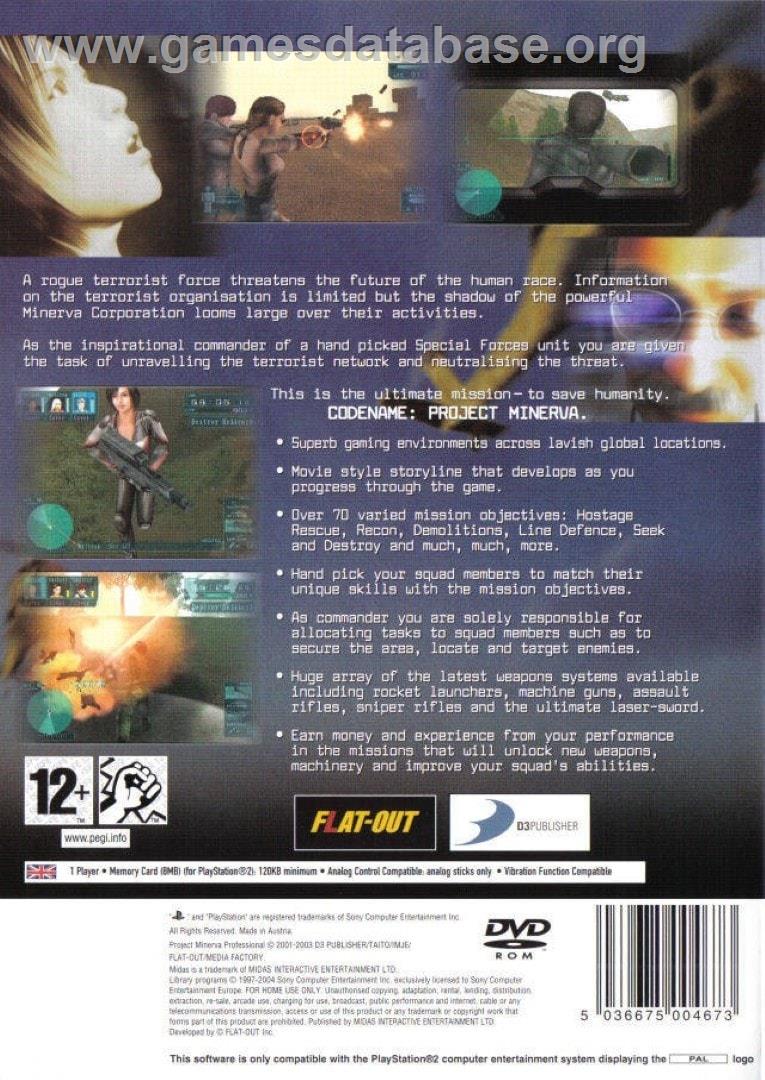 Project Minerva Professional - Sony Playstation 2 - Artwork - Box Back