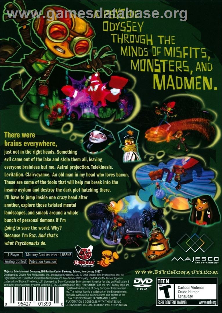 Psychonauts - Sony Playstation 2 - Artwork - Box Back