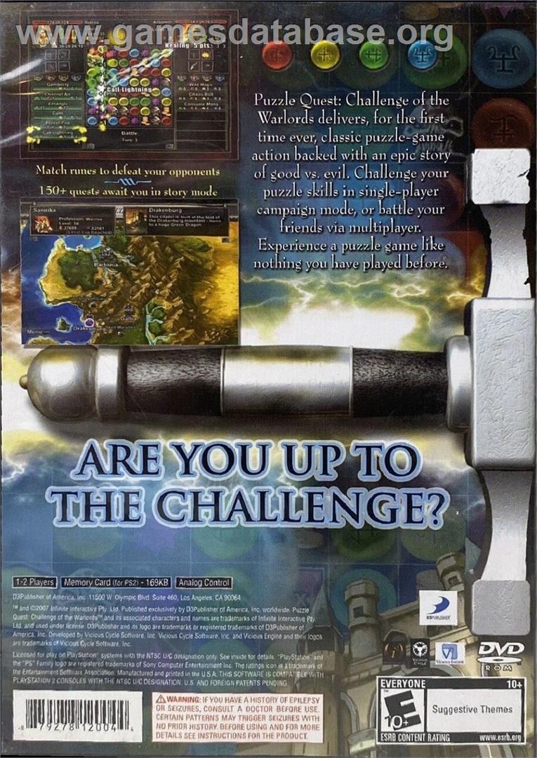 Puzzle Quest - Challenge Of The Warlords - Sony Playstation 2 - Artwork - Box Back