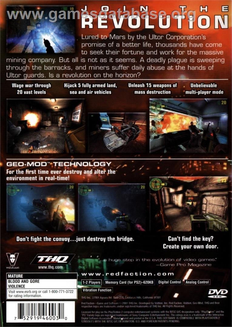 Red Faction - Sony Playstation 2 - Artwork - Box Back