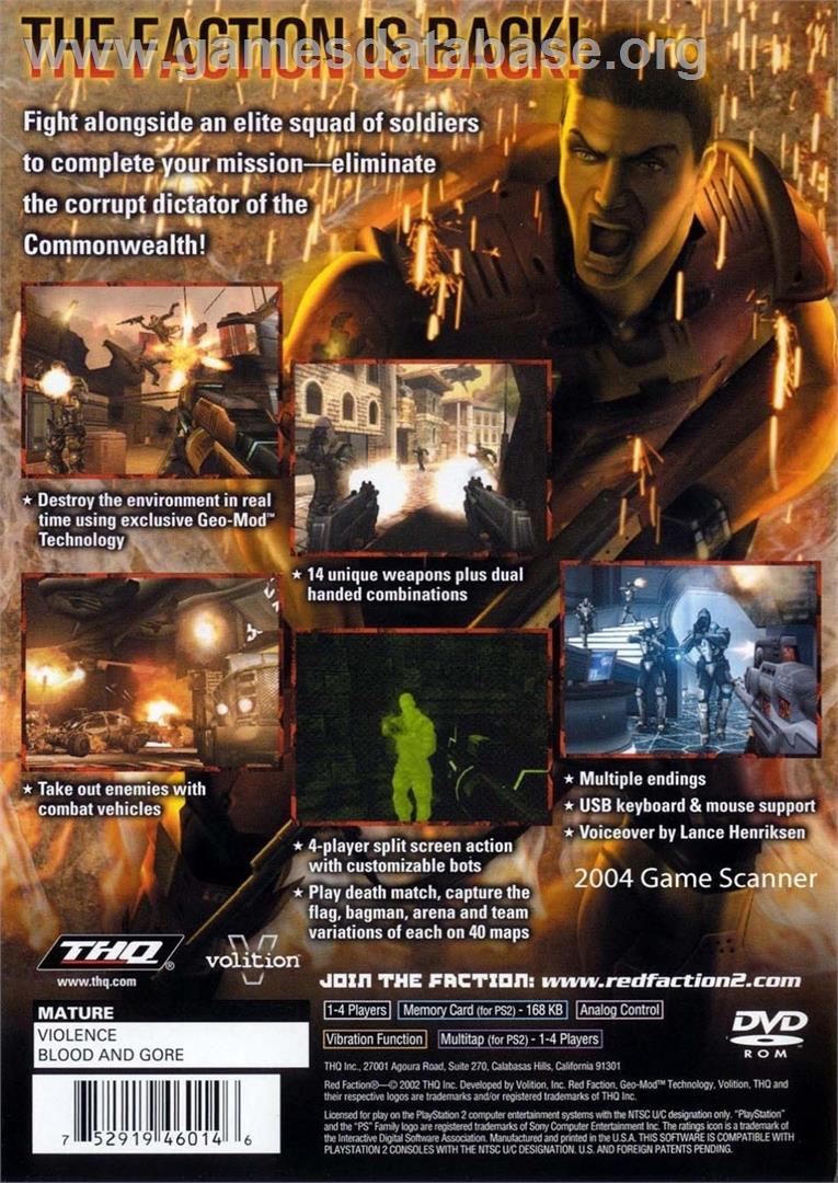Red Faction 2 - Sony Playstation 2 - Artwork - Box Back