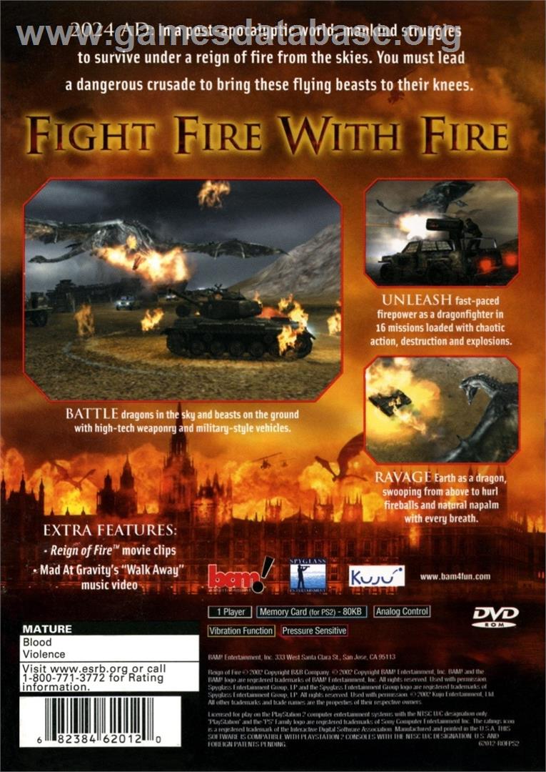 Reign Of Fire - Sony Playstation 2 - Artwork - Box Back
