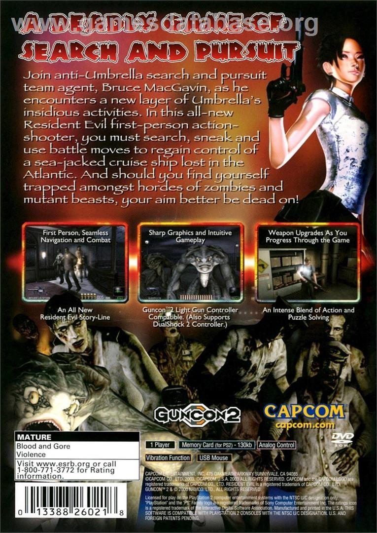 Resident Evil - Dead Aim - Sony Playstation 2 - Artwork - Box Back