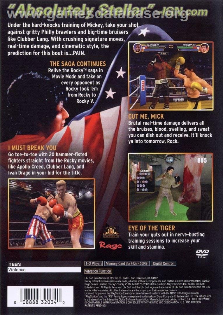 Rocky - Sony Playstation 2 - Artwork - Box Back