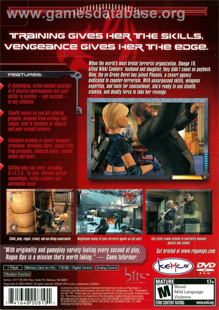 Rogue Ops - Sony Playstation 2 - Artwork - Box Back
