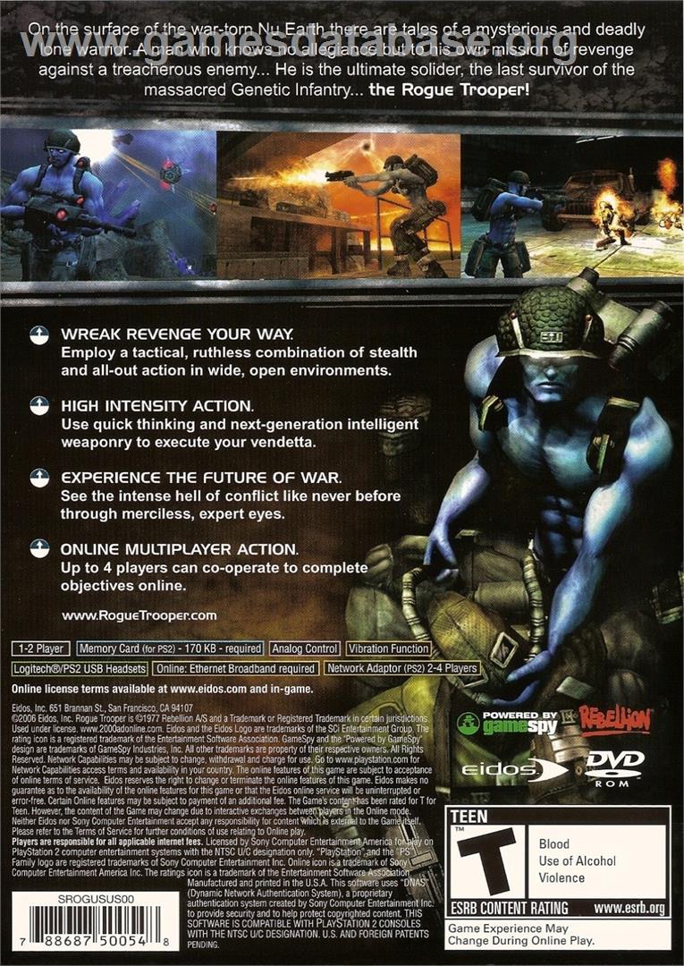 Rogue Trooper - Sony Playstation 2 - Artwork - Box Back