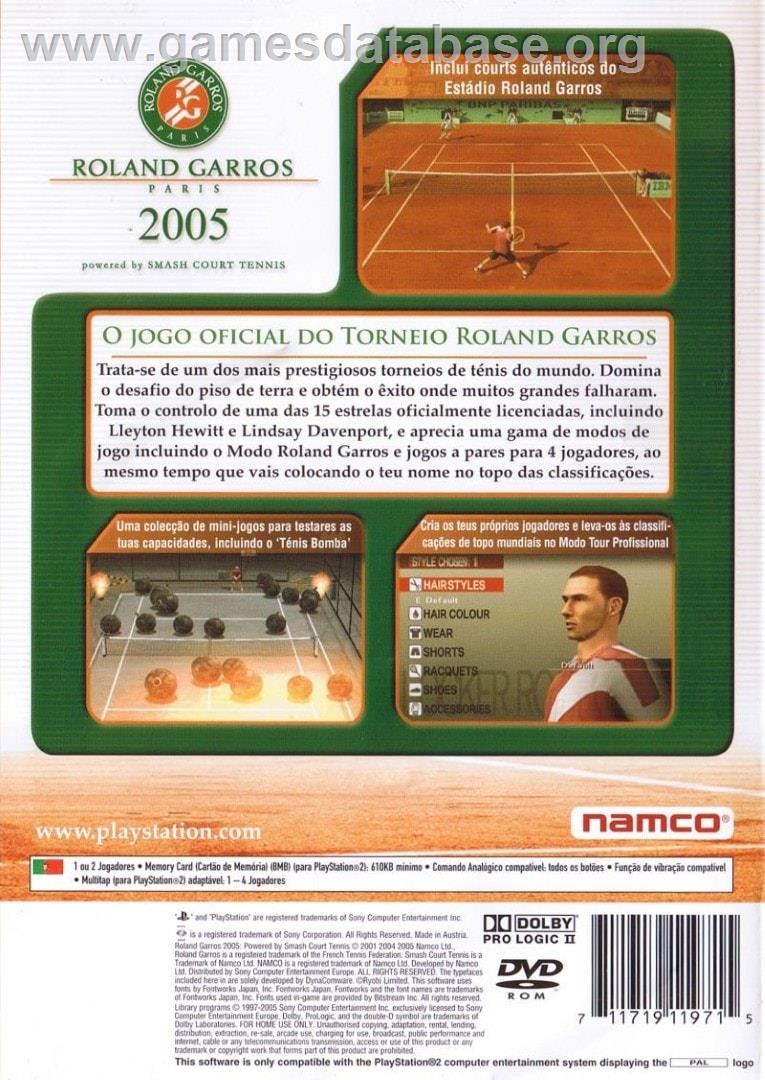 Roland Garros 2005 Powered By Smash Court Tennis - Sony Playstation 2 - Artwork - Box Back