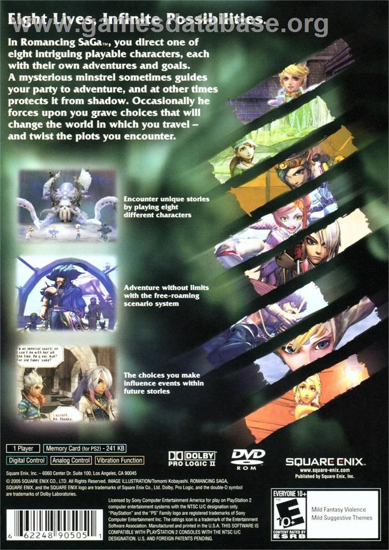 Romancing Saga - Sony Playstation 2 - Artwork - Box Back