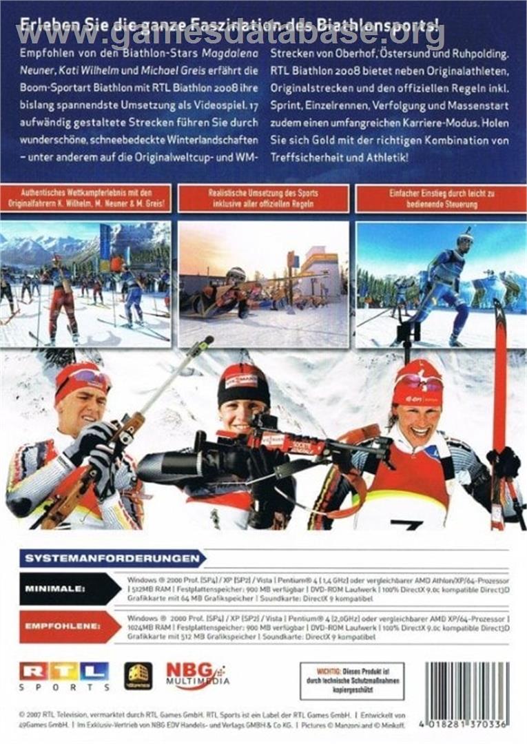 Rtl Biathlon 2008 - Sony Playstation 2 - Artwork - Box Back