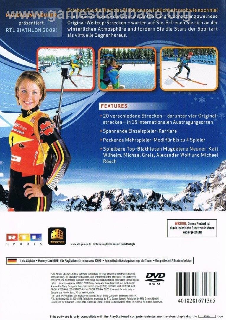 Rtl Biathlon 2009 - Sony Playstation 2 - Artwork - Box Back